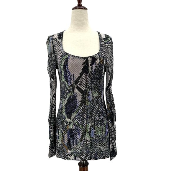 Vintage Roberto Cavalli Just Cavalli Womens XS Top Snake Skin Print Y2K 2000s - Picture 1 of 6